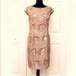 Alex Evenings Rose Gold Lace and Sequin Sheath Dress